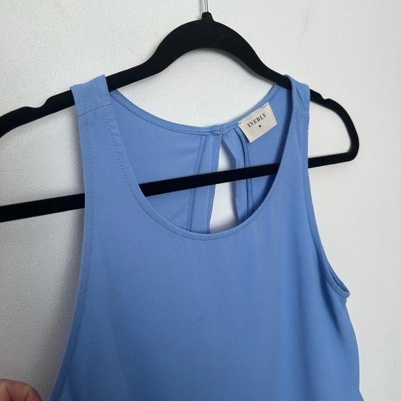 Everly Top Blouse Blue Sleeveless Summer Festival Flowy Top minimalist Spring - Picture 5 of 14